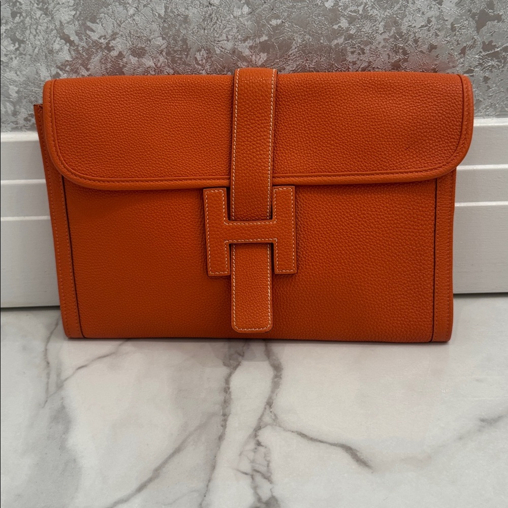 Hermes Jige clutch Epsom PM Orange women’s leather bag
